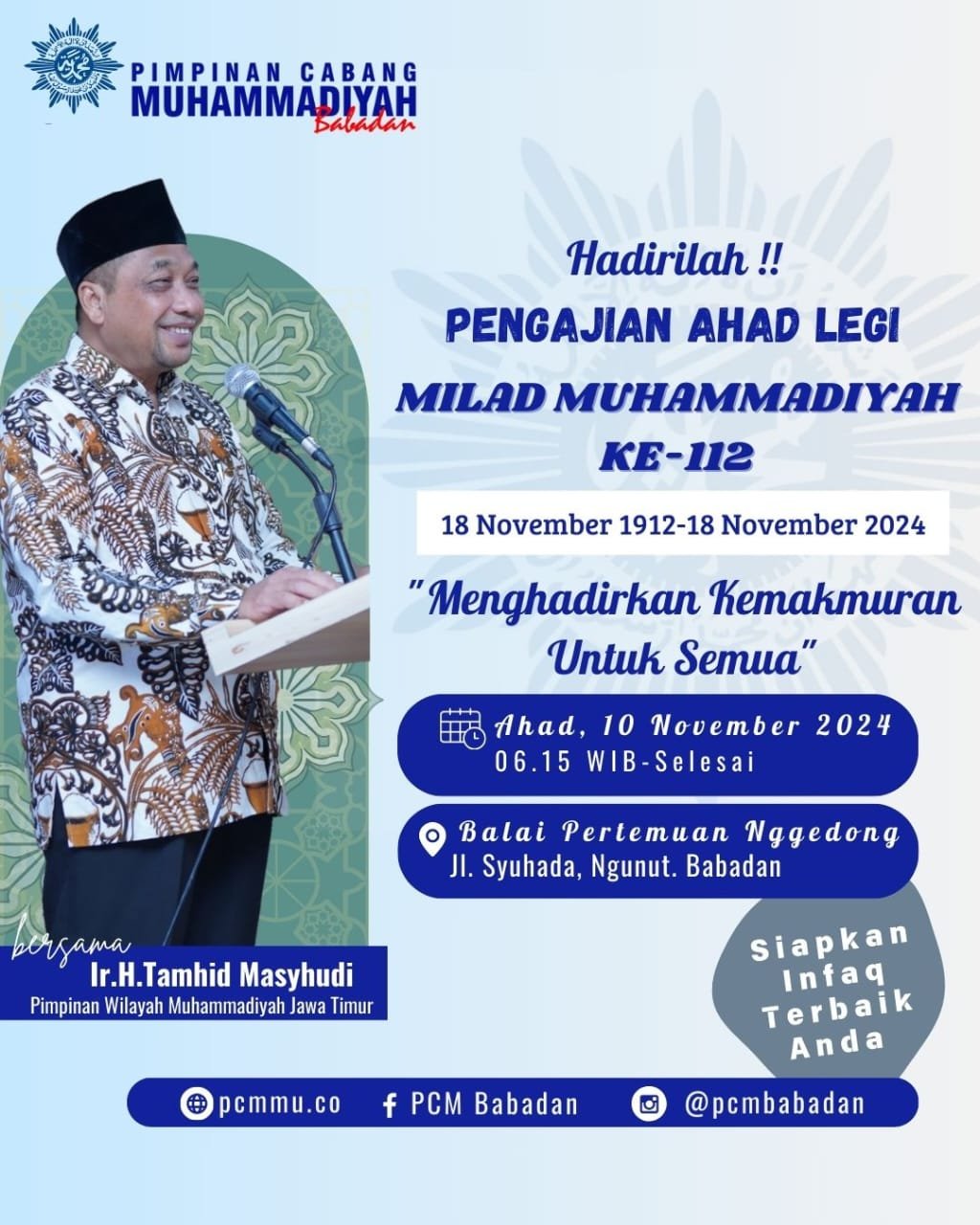 Pengajian Ahad Legi: Milad Muhammadiyah ke-112, Pelantikan Organisasi Klinik RSM, dan Pelantikan PCPM Babadan